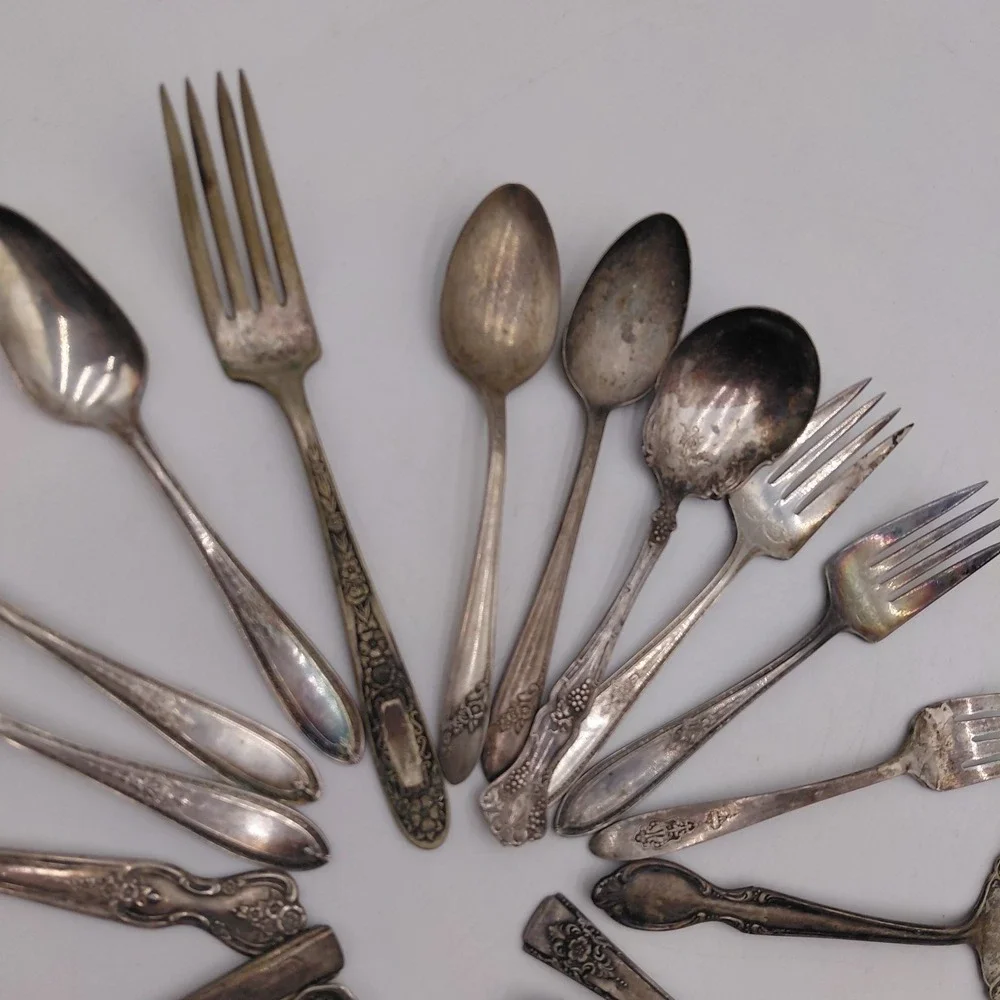 Vtg Flatware Mixed Lot 20 Ornate Patterns Silverplate Jewelry Art Flatware